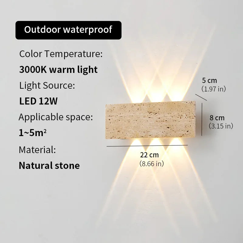 applique murale moderne pierre beige claire éclairage led intérieur extérieur 22cm 32cm chambre cuisine