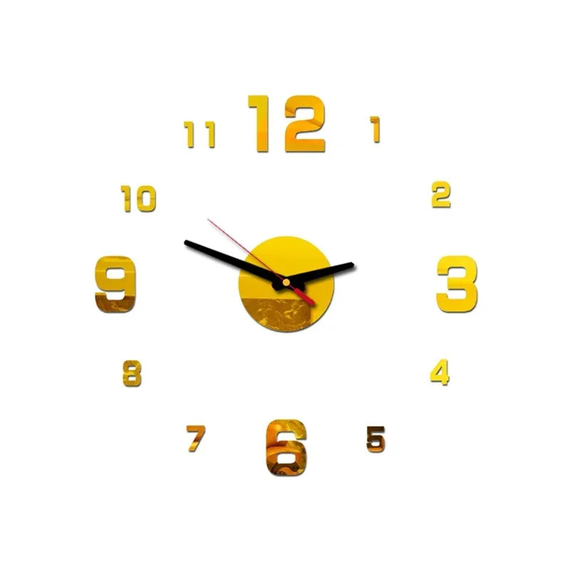 horloge murale moderne chiffres brillants noir vert doré 40x40cm minimaliste