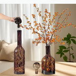 vase moderne bouteille marron léopard boule décorative support bois