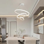lustre moderne minimaliste suspension câbles noir or blanc concentrique led chambre salon