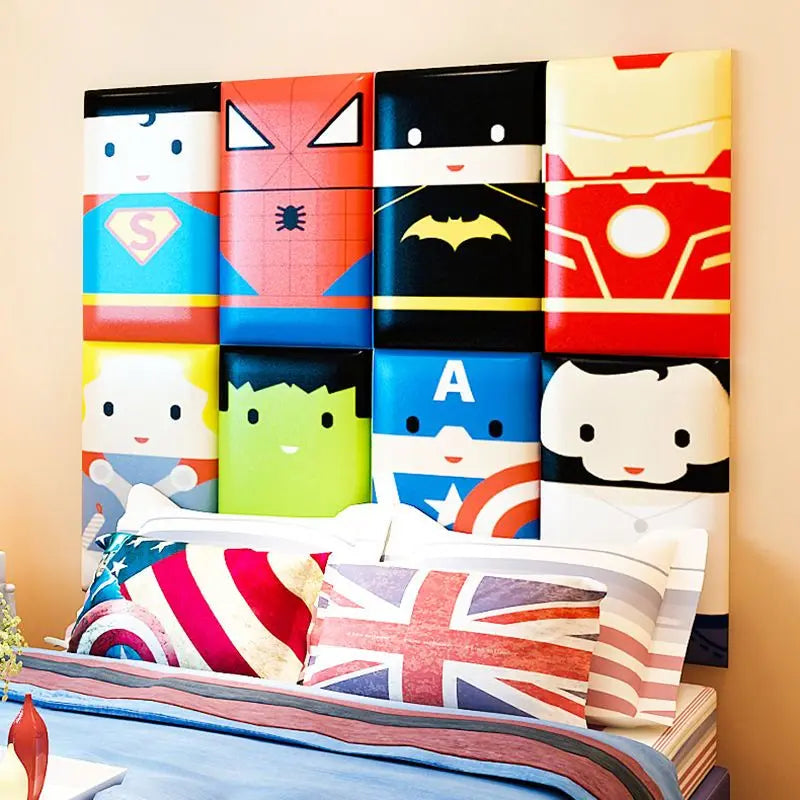 Tête de lit enfant bois anti-collision multicolore