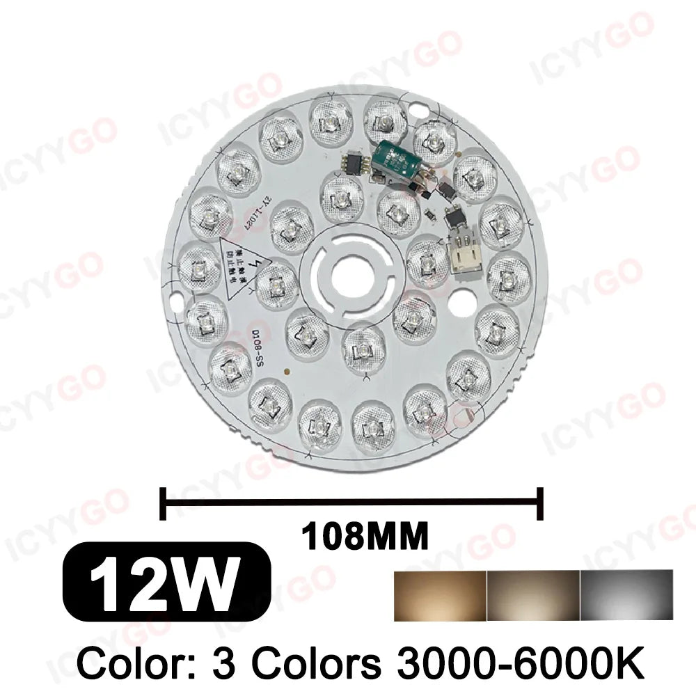 source lumineuse led 12w 24w 36w couleurs blanc moderne rond autoinstallation