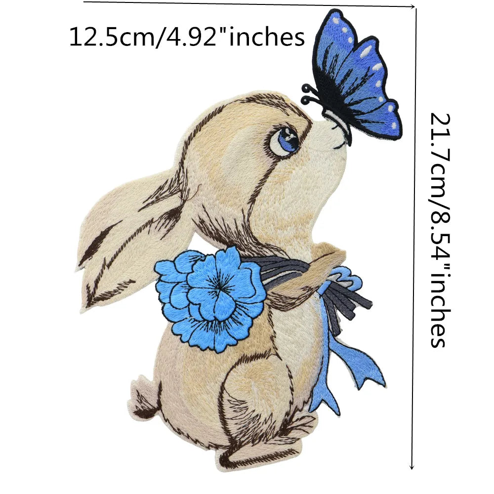 patchs brodés dessin animé lapin champignons couronne feuilles écologiques fait main