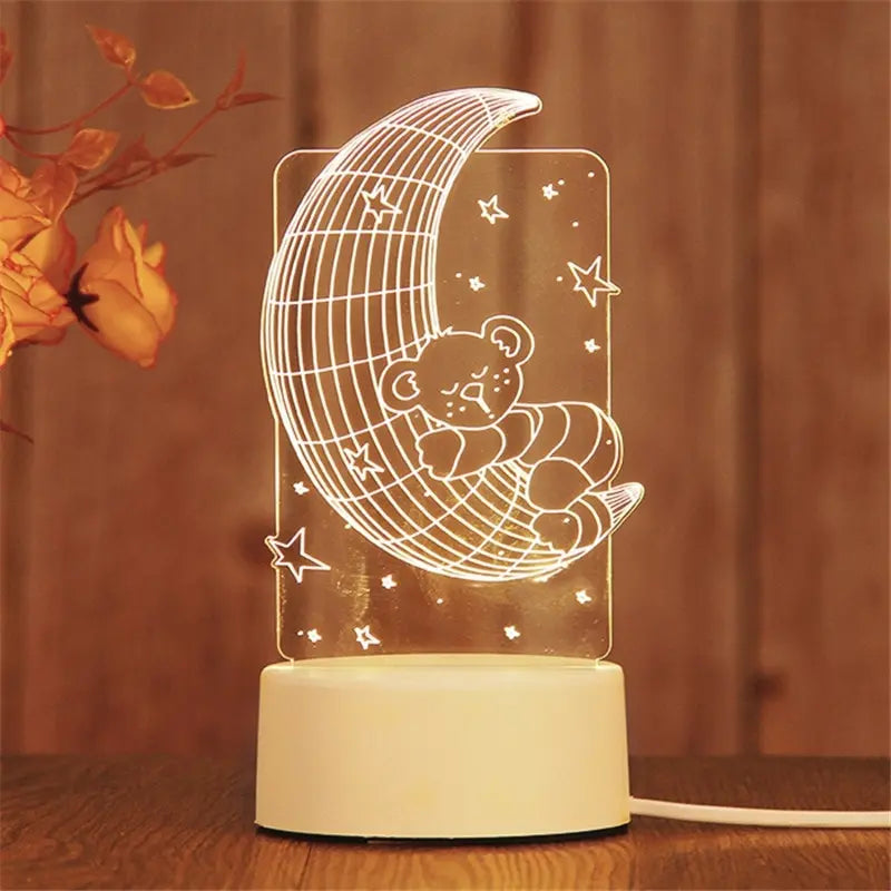 lampe 3d veilleuse led animal compagnie moderne base plate blanc