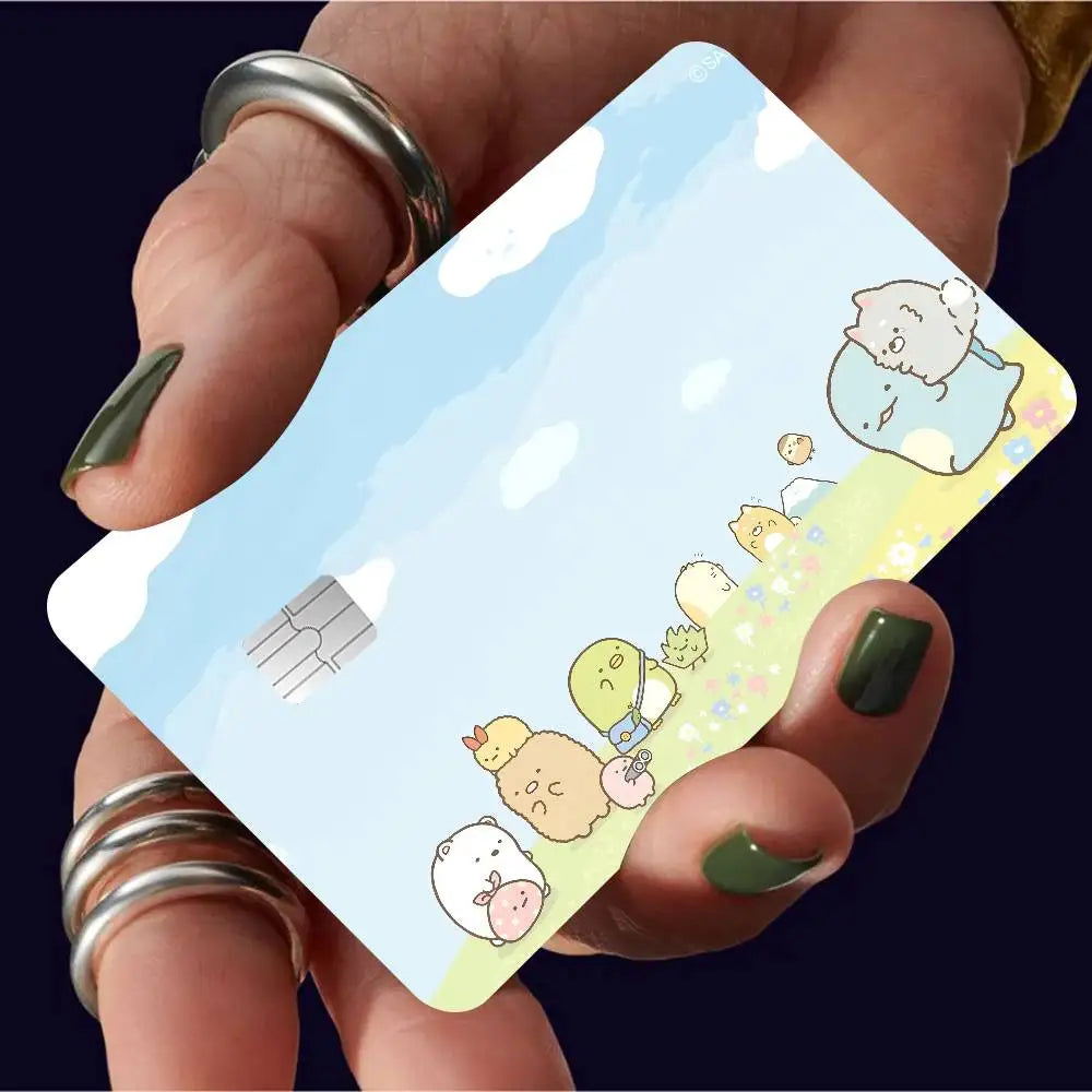 adhésifs décoratifs cartes bancaires dessin animé personnages mignons accessoires beige rose bleu vert marron
