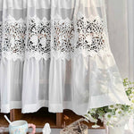 rideau blanc dentelle fleurs transparent vintage romantique maison polyester