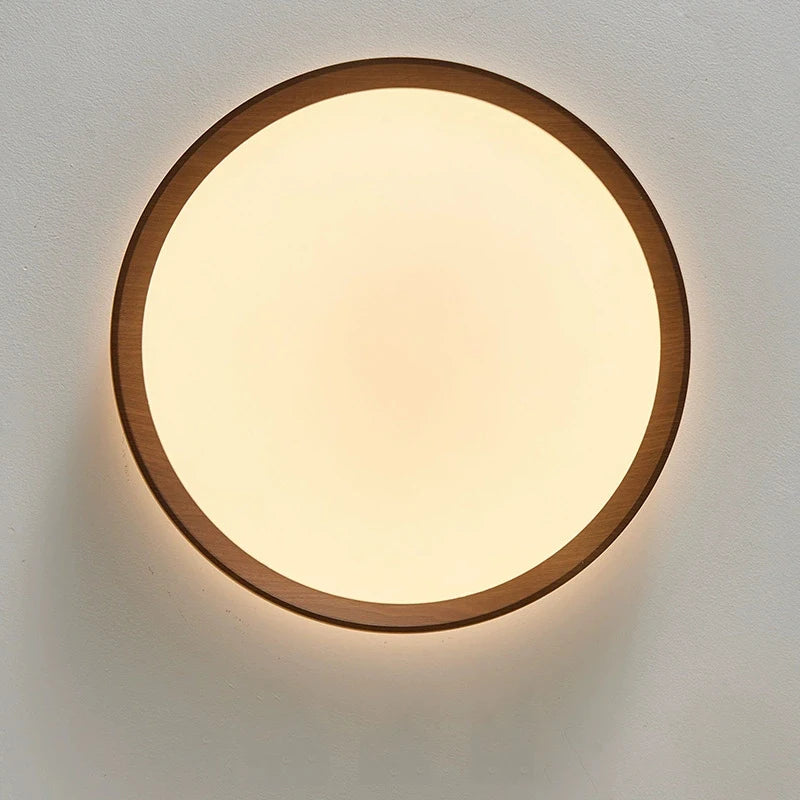 luminaire plafonnier moderne led 36w grain bois marron aspect minimaliste chambre cuisine salle manger