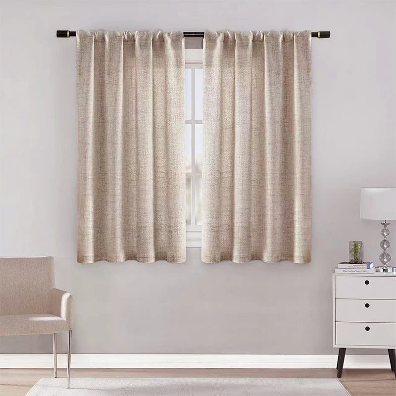 rideau moderne polyester crème texture lin semi transparent intérieur largeur 132cm différentes longueurs