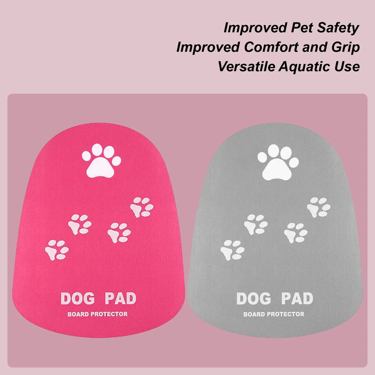 protège planche chien motif pattes rose gris clips antidérapants sécurité nautique paddleboard activités sportives