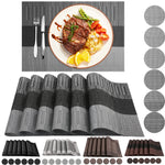 serviettes table modernes gris noir rayures horizontales adhésives faciles nettoyer pièces 12 cercles