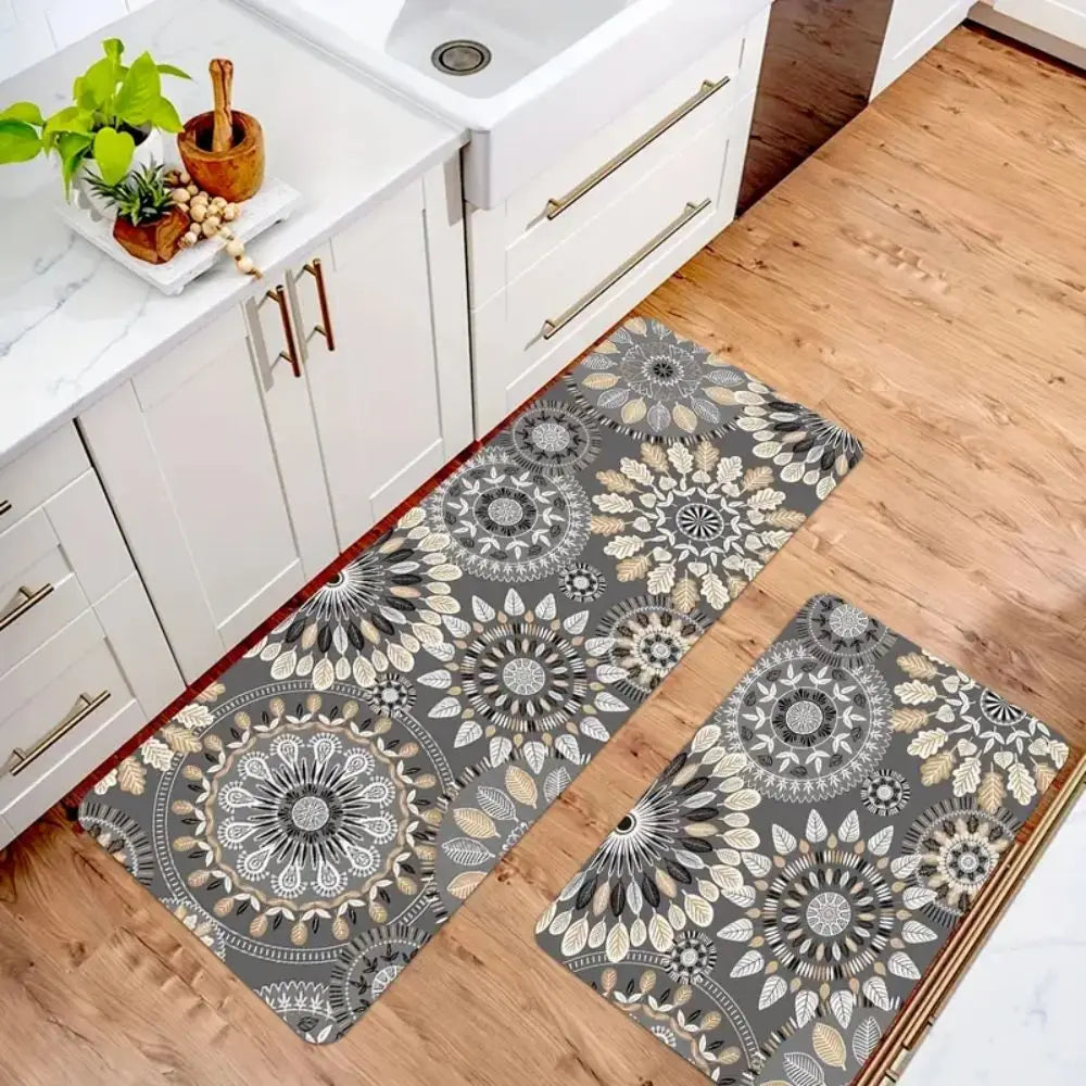 tapis cuisine moderne motif fleurs texturé polyester antidérapant lavable intérieur extérieur