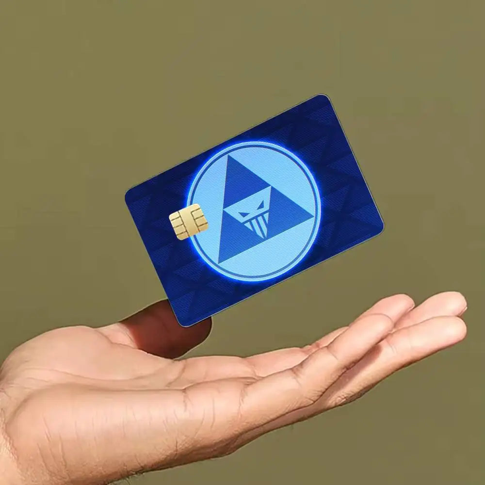 stickers carte crédit vinyle épais motif géométrique moderne bleu foncé imperméable réutilisable