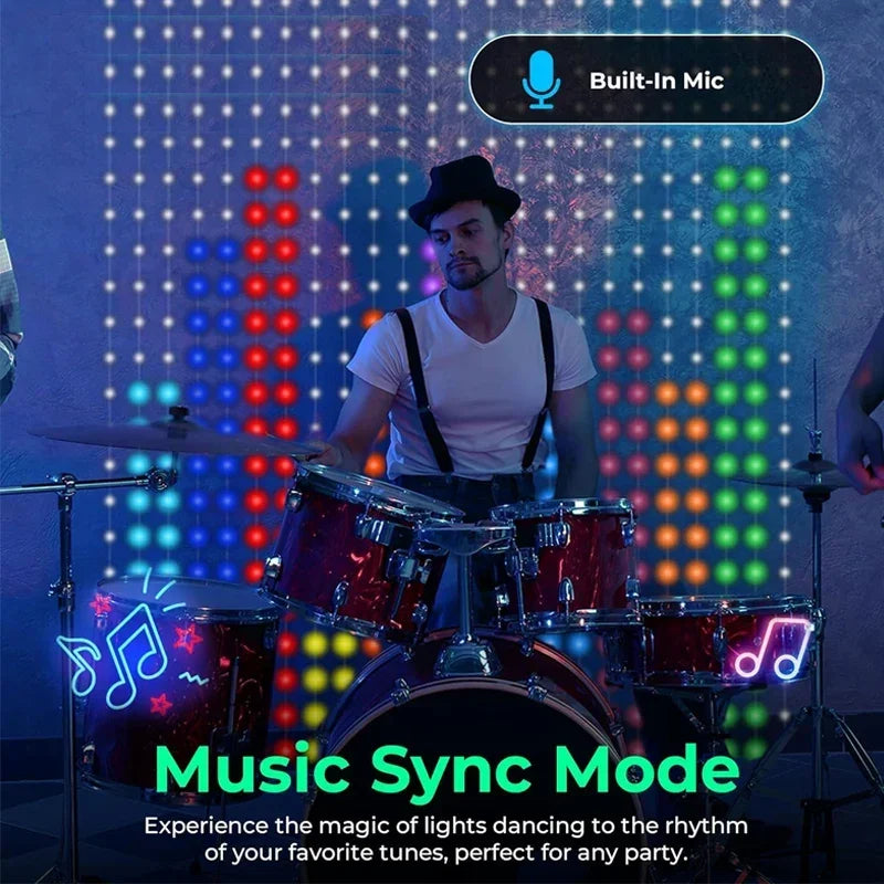 rideau lumineux led multicolore waterproof synchronisation musicale diy moderne