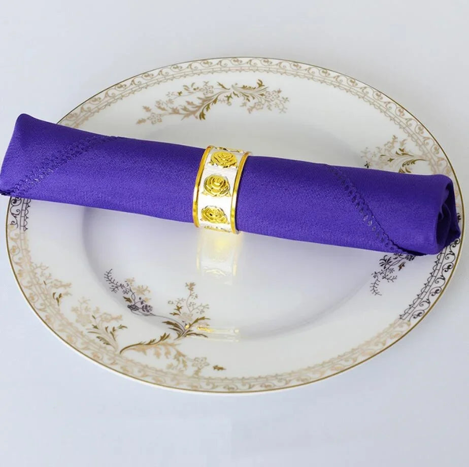 serviette table polyester unie bordure dentelle classique mariage décoration restaurant