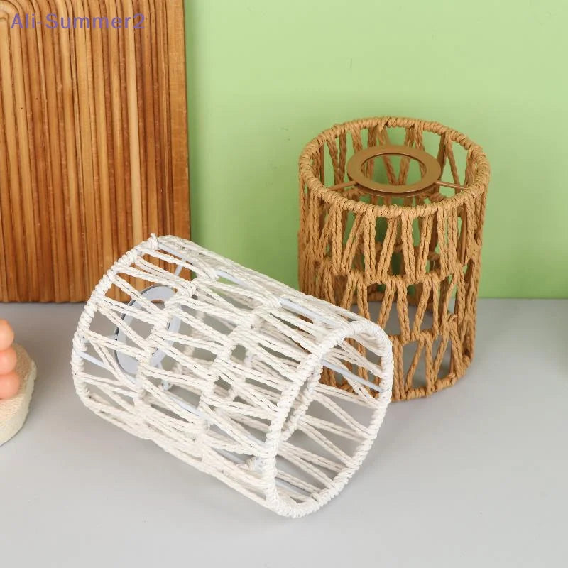 cache lampe tressé boho blanc beige rustique annuaire métalliqueintérieur abat jour moderne
