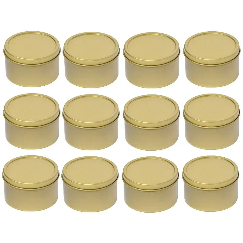 boîtes rondes métal or noir argent contemporaines rangement cosmétiques skincare organiser travel tins cream