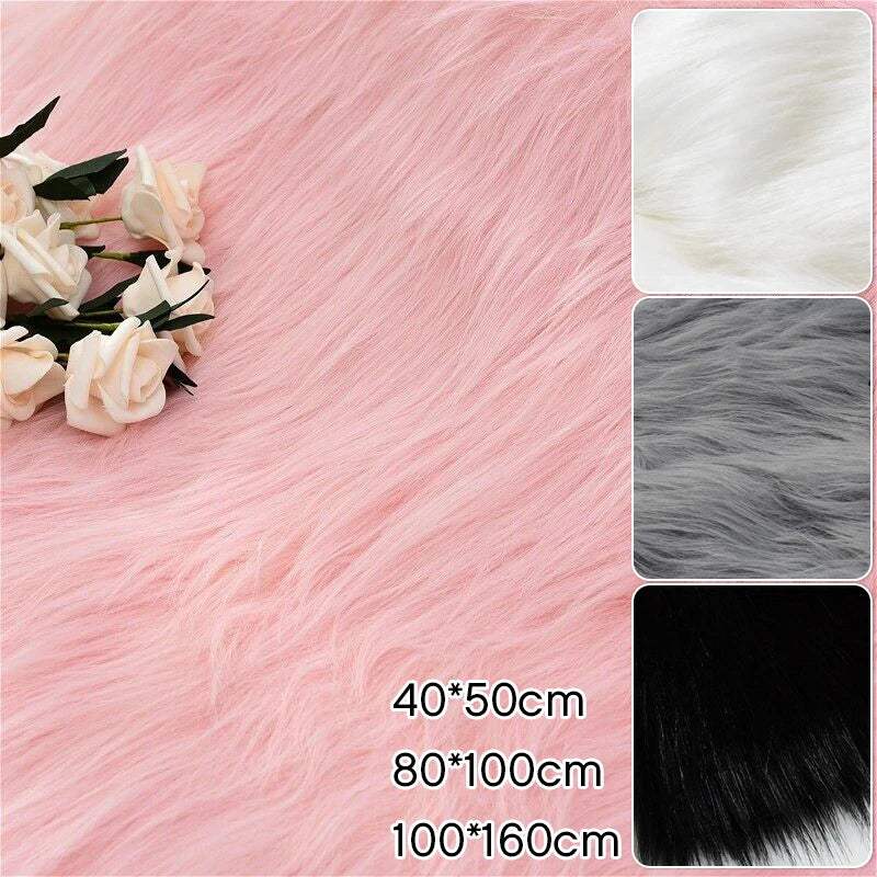 tapis fourrure synthétique blanc rose gris noir moderne résistant clips fixations bricolage photography background