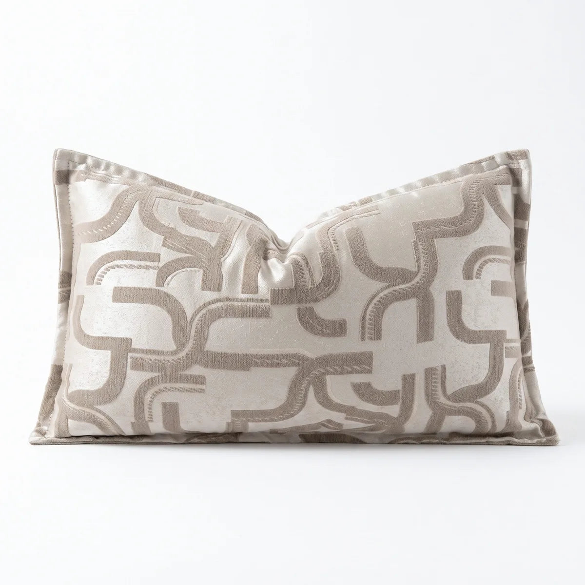 housse coussin jacquard géométrique polyester beige marron contemporain décoratif maison voiture