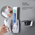 distributeur dentifrice porte brosse dents anti poussière support rangement mural accessoire salle bain moderne