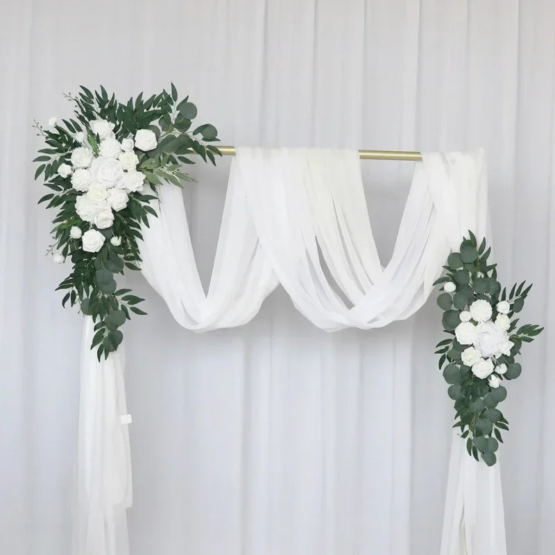 arche décoration mariage rose blanche vert eucalyptus romantique intérieurextérieur 90x55cm 75x30cm