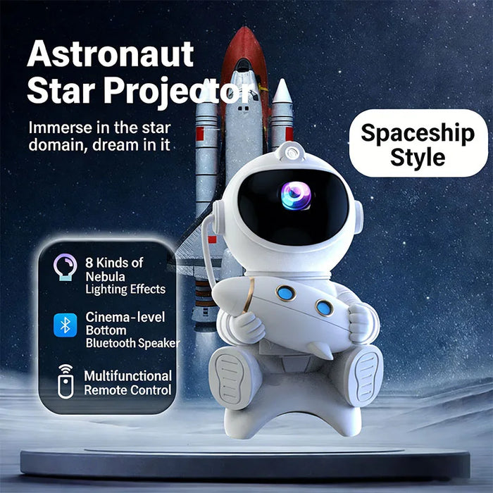 Projecteur LED astronaute galaxies étoilées sur table de nuit
