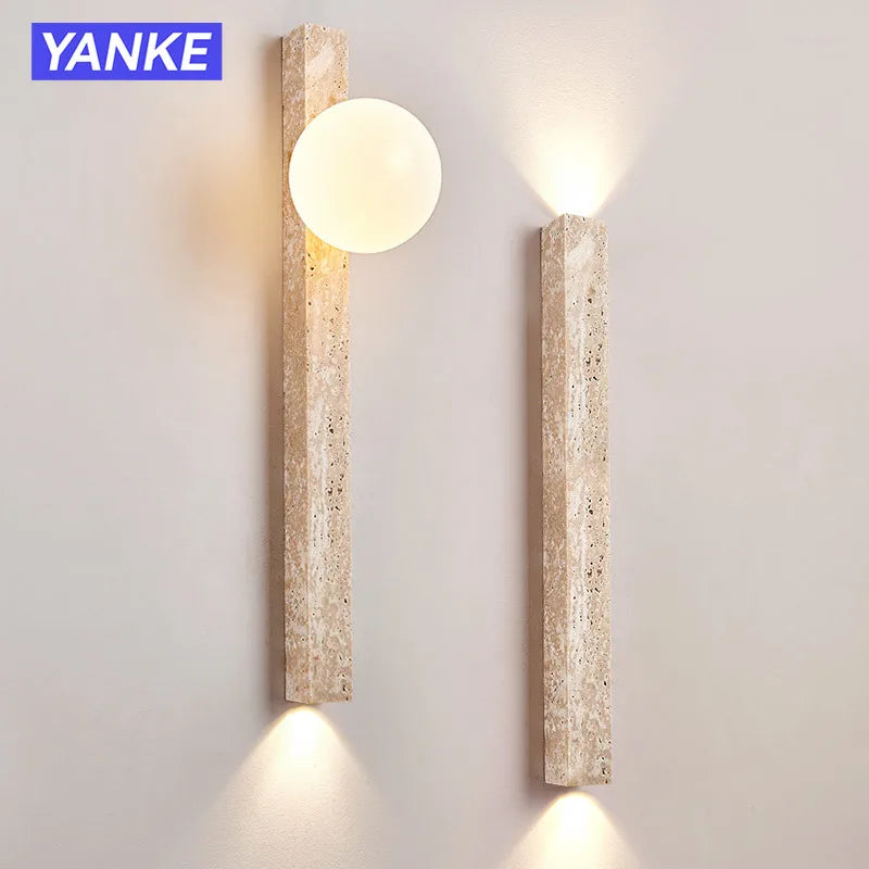 applique murale moderne minimaliste led beige blanc texture marbrée éclairage quotidien fixée mur deux