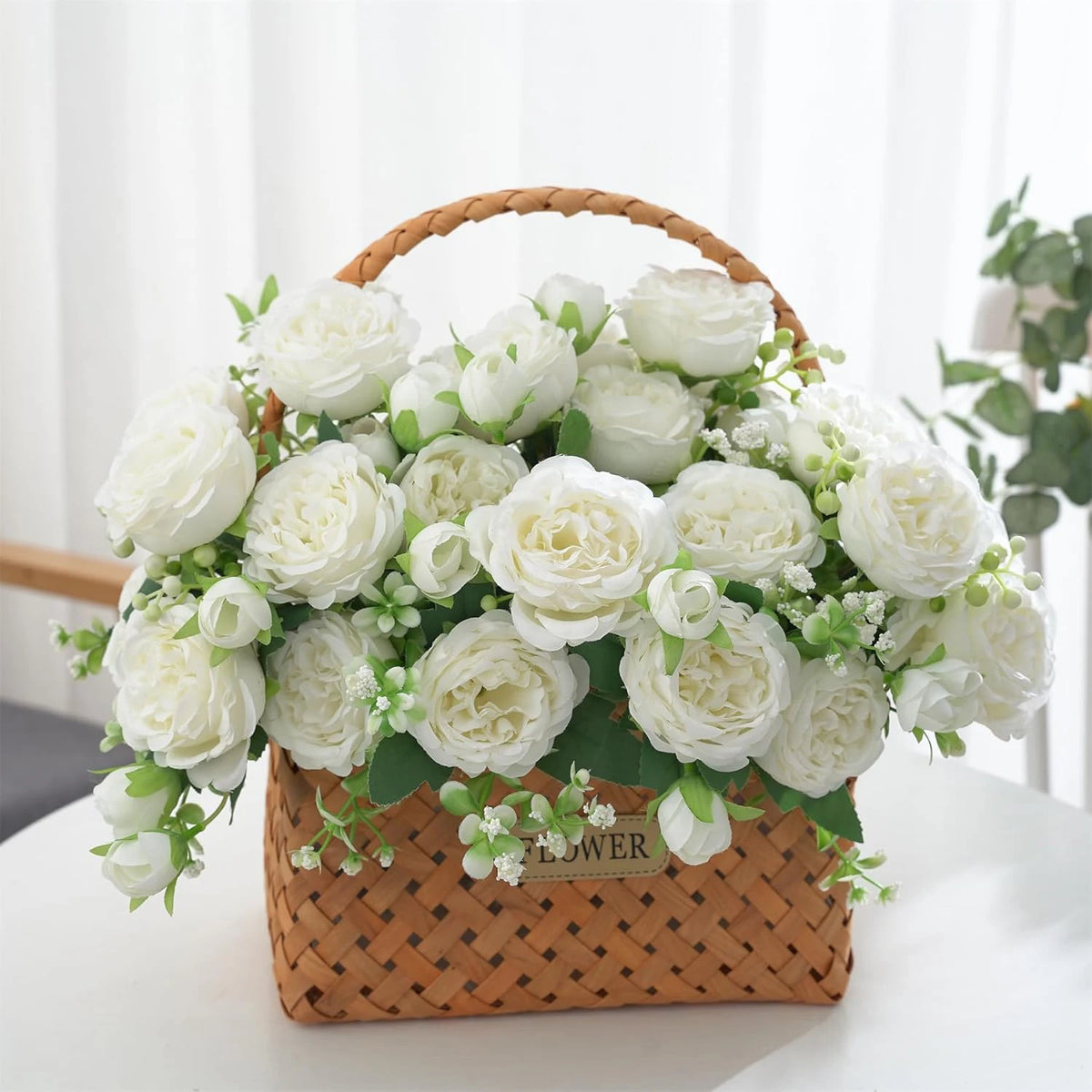 bouquet fleurs artificielles roses pivoines decoration maison mariage anniversaire baby shower intérieur
