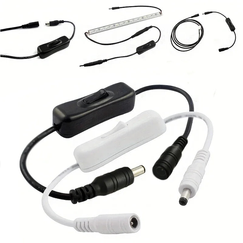 adaptateur chargeur noir blanc interrupteur marche arrêt connecteur dc 5.5x2.1mm adhésif moderne fonctionnel