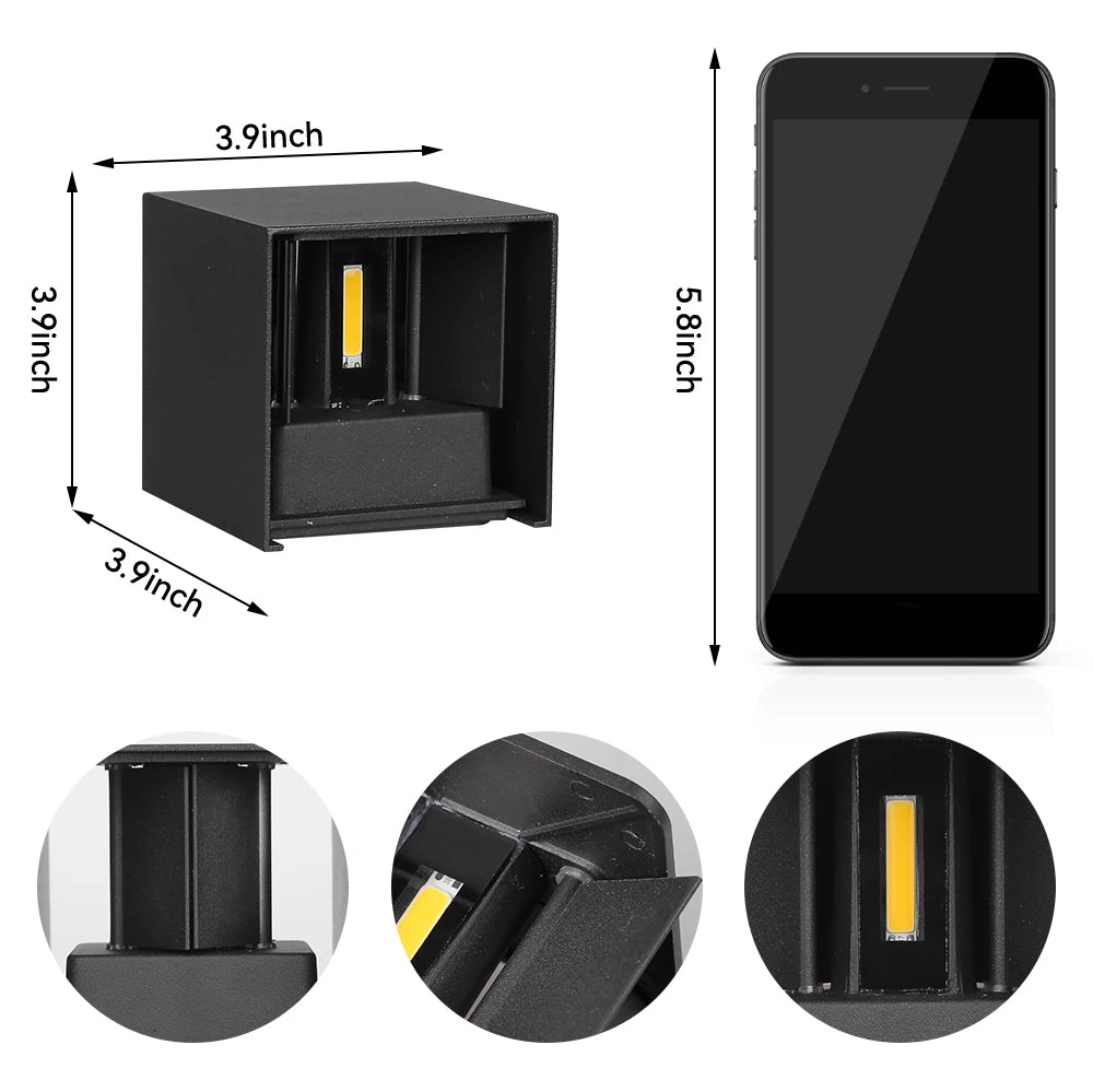 applique murale led moderne ip65 85v 265v noir blanc contemporaine surface mounted vis cable