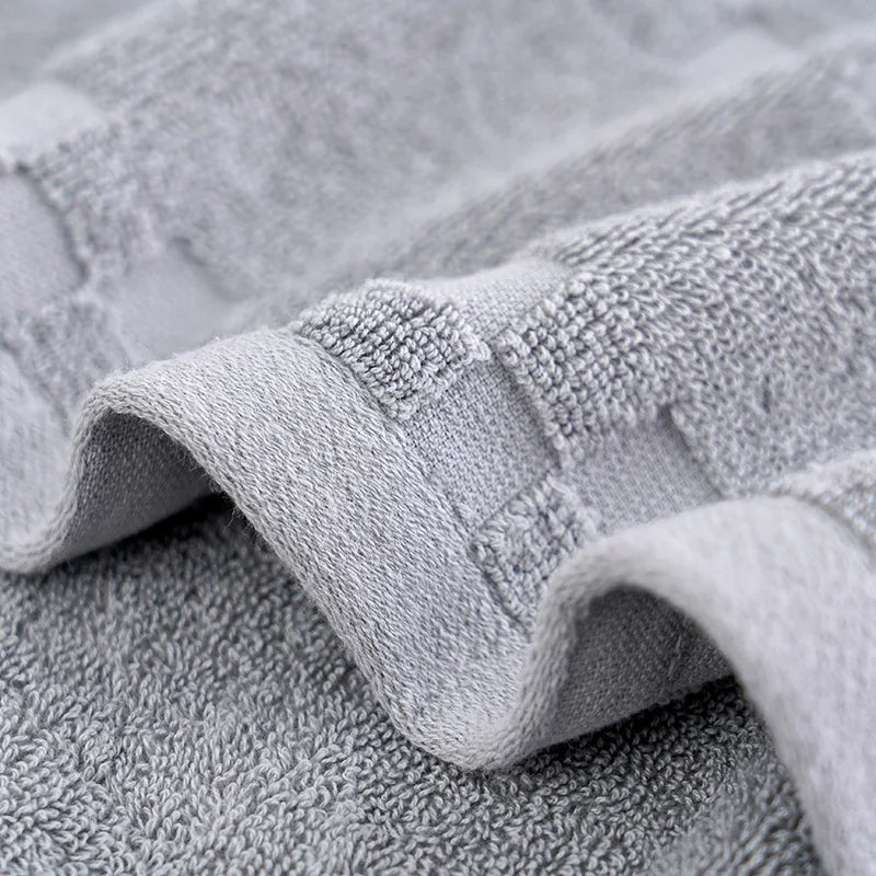 serviette bain coton carreaux gris moderne séchage rapide 70x140cm pliable toilette absorption efficace lavable