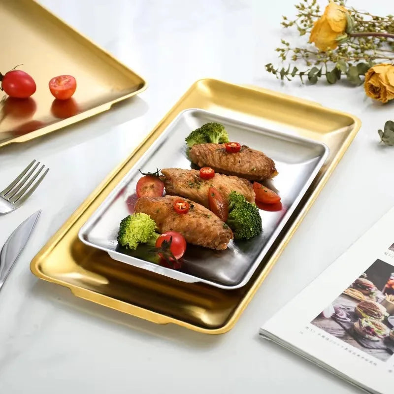 assiettes modernes argent or lisses opaques set trois tailles différentes