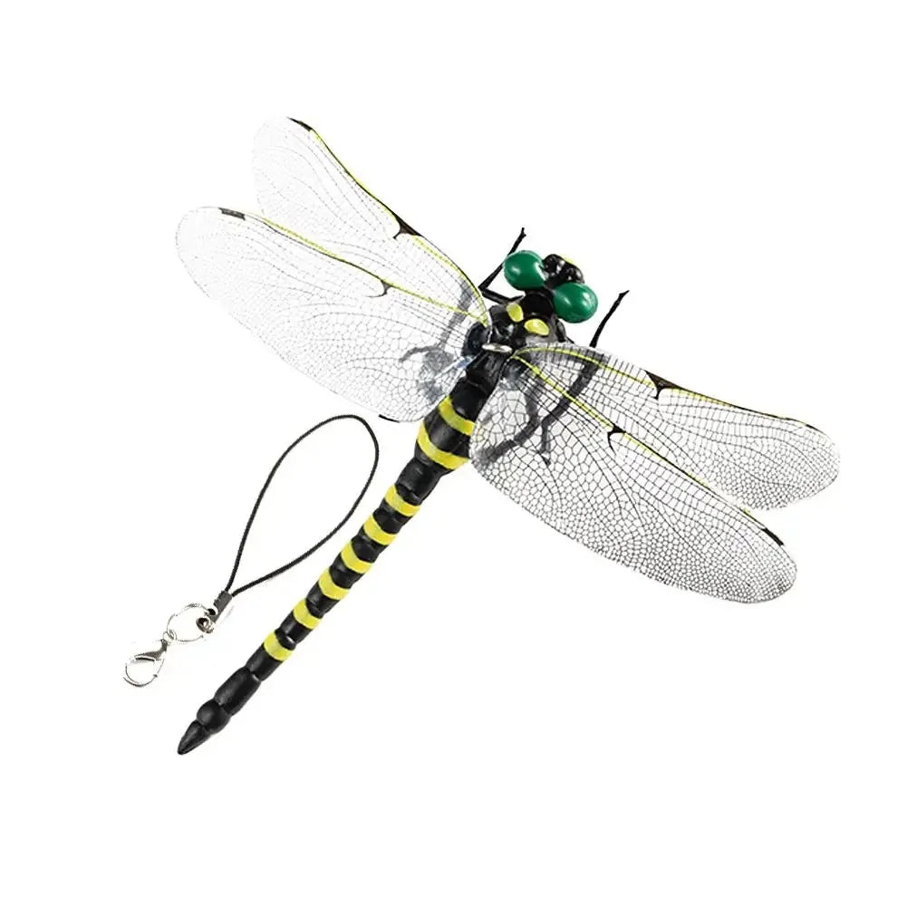 ornement extérieur libellule transparente ailes nervures noire jaune verte jardin décoration imitation insecte pastorale