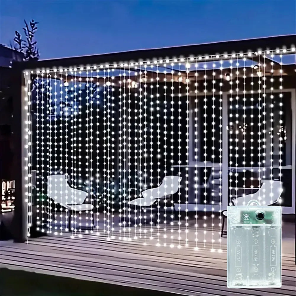 guirlande lumineuse rideau led blanc rose rouge décoration festive noël transparent