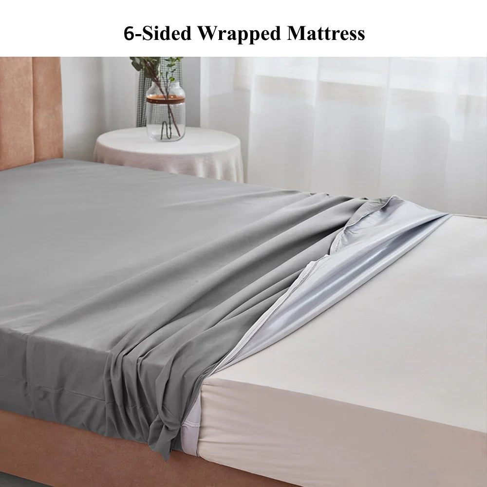 housse matelas imperméable antiacariens gris uni moderne fermeture glissiere 120x200cm polyester