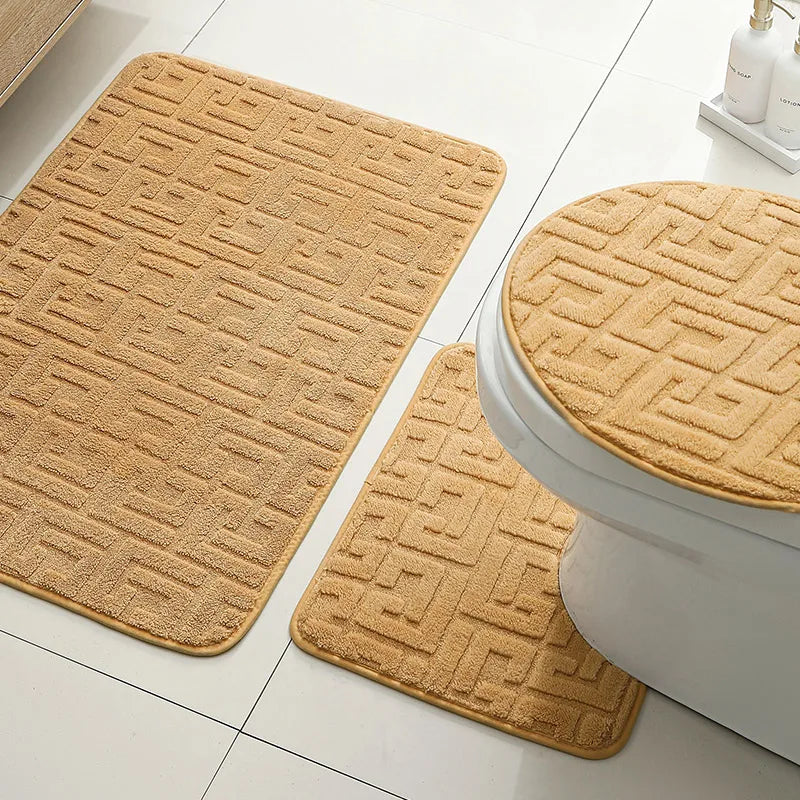 tapis bain moderne beige motif feuilles respectueux environnement adhésif doux salon chambre