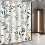 rideau douche motifs floraux moderne blanc vert orange polyester totalement opaque botanique