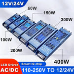 transformateur ac/dc 12v 24v 60w 100w led alimentation électrique bleu industrielle