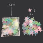 stickers muraux lumineux étoiles lune vert bleu rose jaune modernes réutilisables chambre fenêtre fête