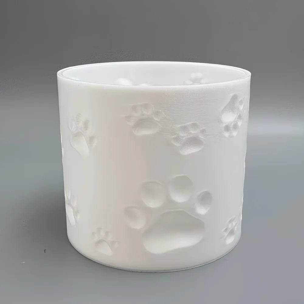 pot fleurs motif pattes animaux blanc surface texturée