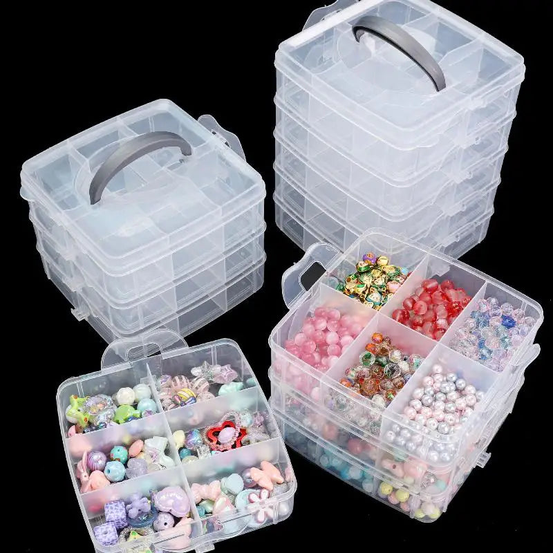 boîtes rangement transparentes modernes pratique poignée compartiments réglables petits objets maison