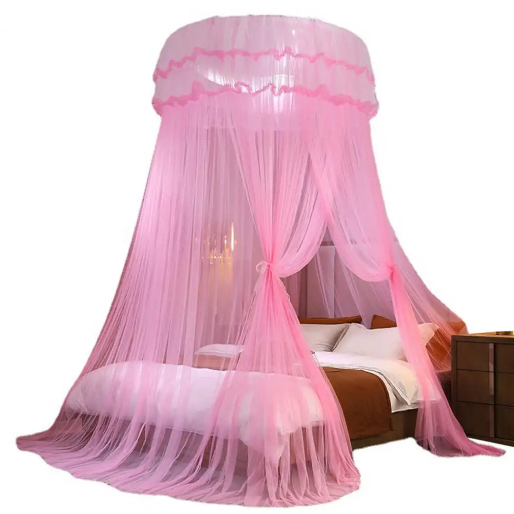 rideau lit enfant unisexe polyester coton rose vert blanc bleu violet translucide franges décoratives