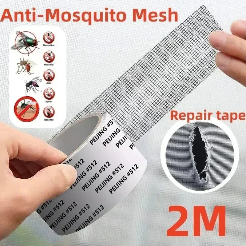 ruban adhésif réparation moustiquaire noir gris blanc 5cm 2m utilitaire anti insectes fenêtres portes