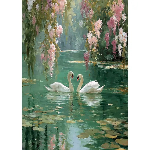 toile peinte fleurs oiseaux paysage acrylique pinceau guide clips decoration chambre