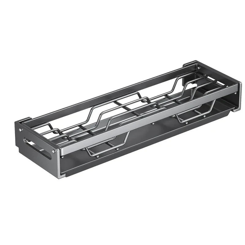 étagère rangement vaisselle moderne support mural plateaux tiroir glissière gris métallique finition fonctionnelle(vis)
