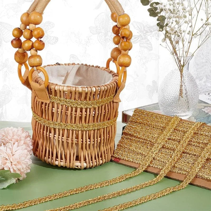 ruban decoratif doré rayures horizontales texture tissée classique élégant adhésif 15mm largeur opacité ciseaux