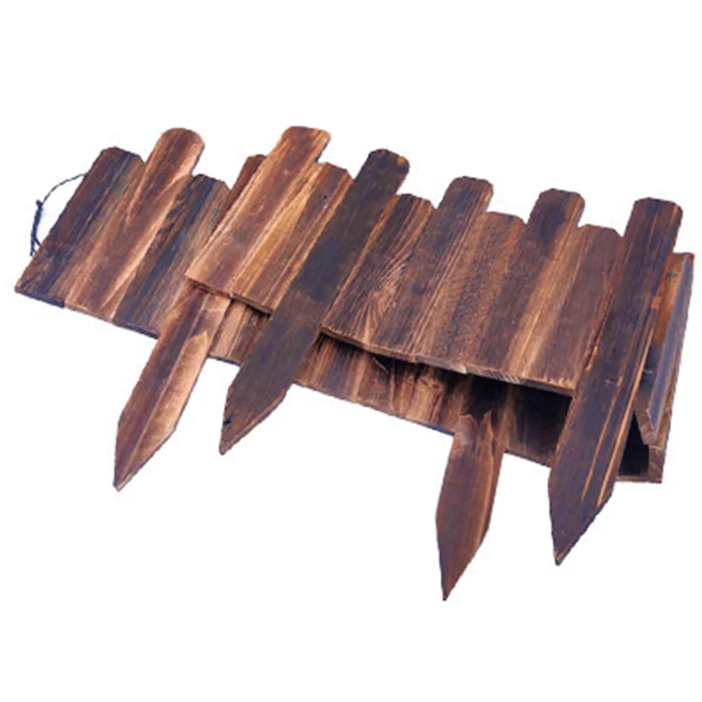 bordure jardin bois marron rustique vieilli pointes plantées sol suspension landscaping edging