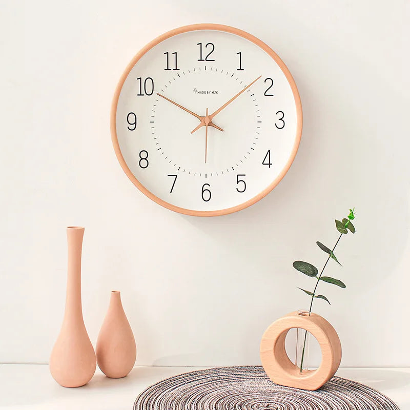 horloge murale moderne minimaliste bois blanc beige chambre salon