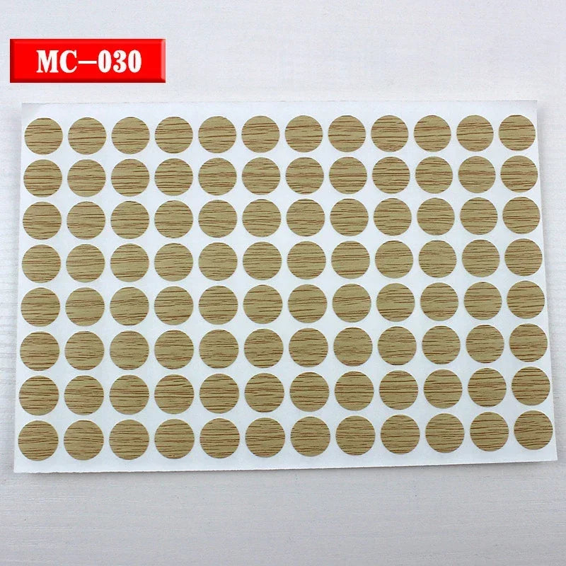 autocollants marron doré vis décoration tiroir meuble bois texture points circulaires résistants eau 96pcs