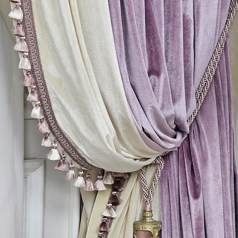 rideau velours violet beige classique opacité moderne maison 100 polyester