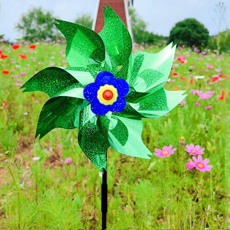 décoration extérieure moderne moulin vent lumineux points brillants couleurs vives jardin fixations incluses
